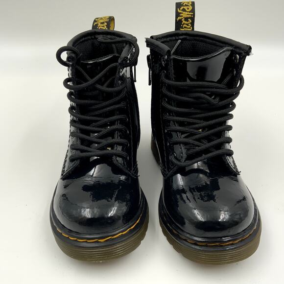 Dr. Martens 1460 T Pascal Patent Leather Black Mash-Up Combat Boots. US Size 7. - Picture 2 of 8